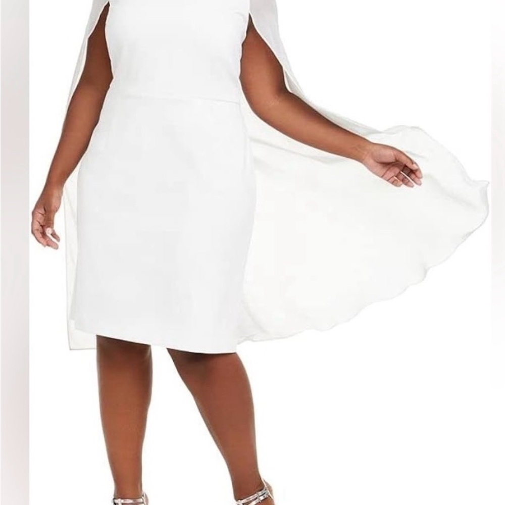 Calvin Klein White Cape Sheath Dress - Picture 2 of 6